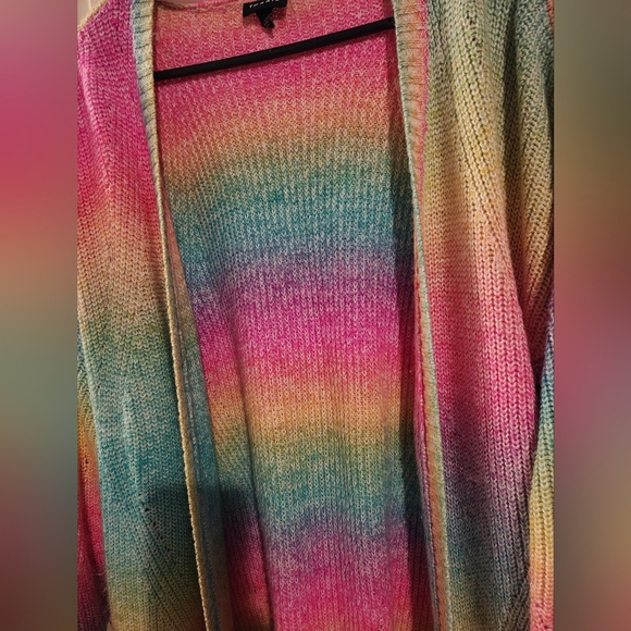 Torrid Rainbow Knit Open Front Cardigan Sweater Size 2 - Picture 6 of 7
